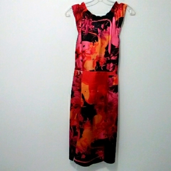 Tahari pink red black sleeveless cocktail shift dress - Picture 5 of 6